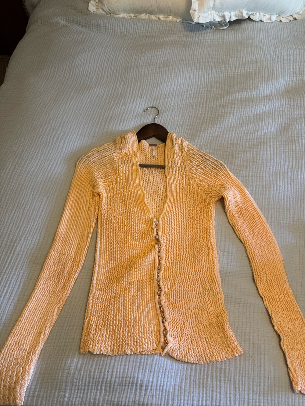 Free People Peach Knit Button-Front Cardigan